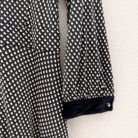 Tory Burch Anja Midi Dress A Line Velvet Silk Black Jazz Dot Classic Dressy XL - Picture 11 of 15